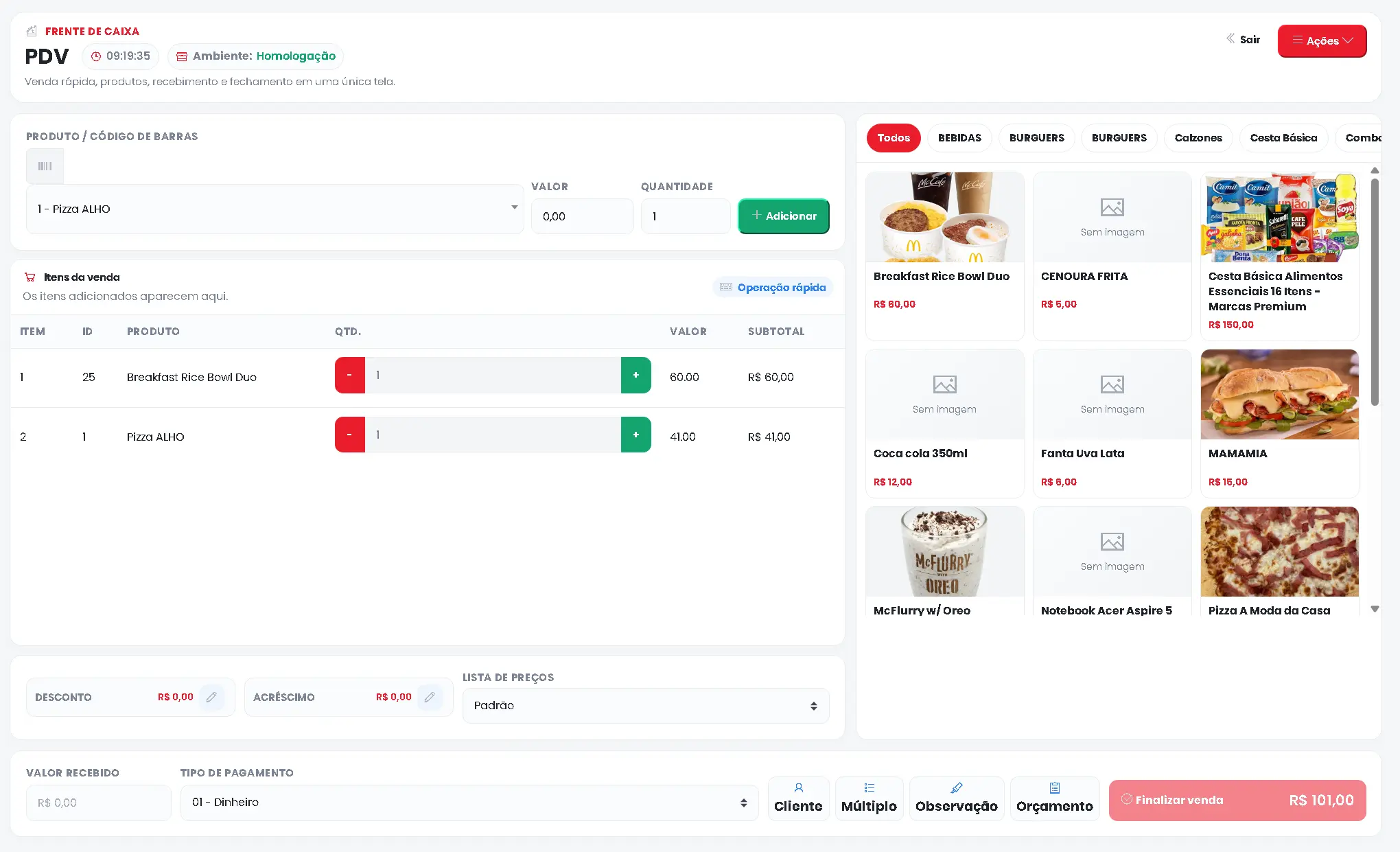 Loja virtual do Mono Delivery exibindo produtos e categorias