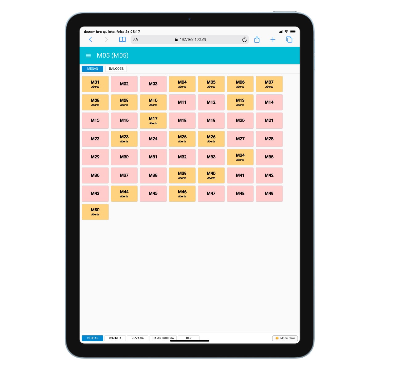Pedidos sincronizados em tempo real