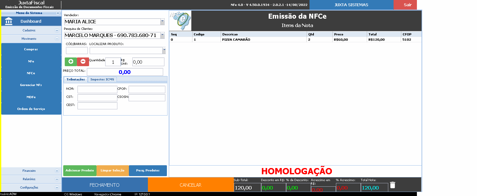 JuxtaFIS - Sistema Fiscal - Trabalhe e emita cupons de forma simples