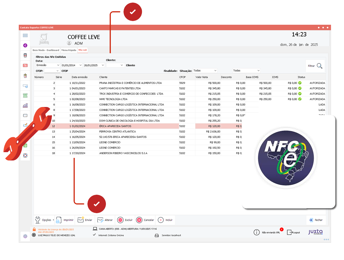 Sistema JuxtaPOS - Emissão Fiscal Completa